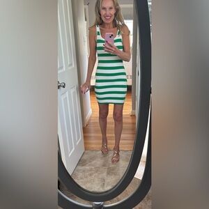 Babaton Green and White Striped Dress